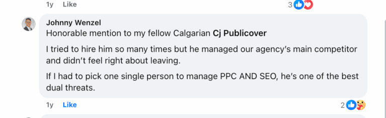 Johnny Wenzel Facebook comment about Chevie Publicover